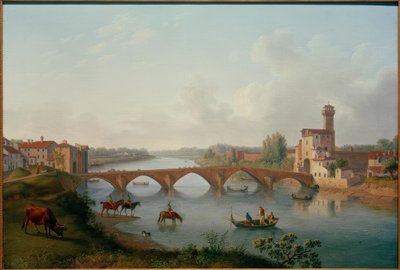 Pisa, Ponte a Mare / obraz v. Hackert, 1799 od Philipp Hackert