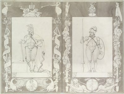 Charlemagne (742-814) a Heymon, 1804-5 (pero, inkoust a mytí na papíře) od Philipp Otto Runge