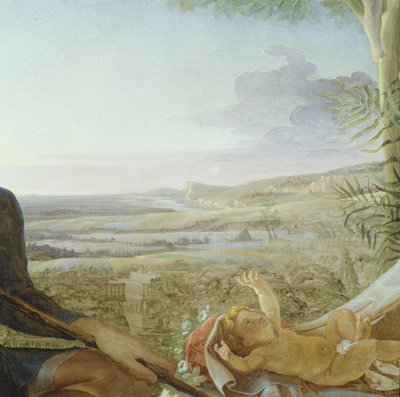 Kristovo dítě a krajina z filmu Odpočinek na útěku do Egypta, 1805-06 (detail 141645) od Philipp Otto Runge