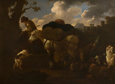 Selská scéna, cca 1677-1706 (olej na plátně) od Philipp Peter called Rosa da Tivoli Roos