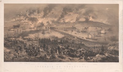 Požár Sevastopolu. Ústup Rusů na severním pobřeží, 1855. od Philippe Benoist