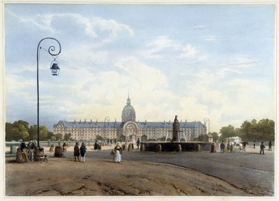 Hôtel des Invalides při pohledu z Champ de Mars - v ""Procházka v Paříži a okolí"", Jacottet a Benoist, ed. Gihaut od Philippe Benoist