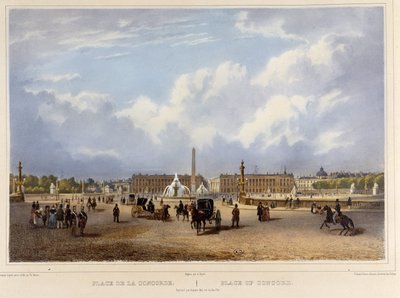 Place de la Concorde (obelisk) - v ""Procházka po Paříži a okolí"", navržený Jacottetem a Benoistem, c. 1840 od Philippe Benoist