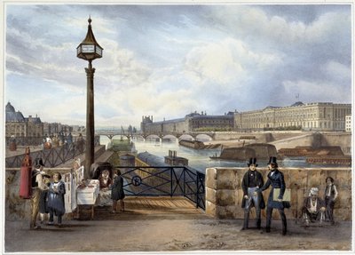 Louvre zachycený z Pont Neuf - v "" Promenade dans Paris et ses environs", navržený Jacottet a Benoist, c. 1840 od Philippe Benoist
