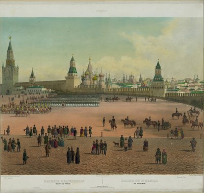 Chrám Basil na Rudém náměstí v Moskvě z panoramatického pohledu na Moskvu v 10 částech, cca 1848 od Philippe Benoist