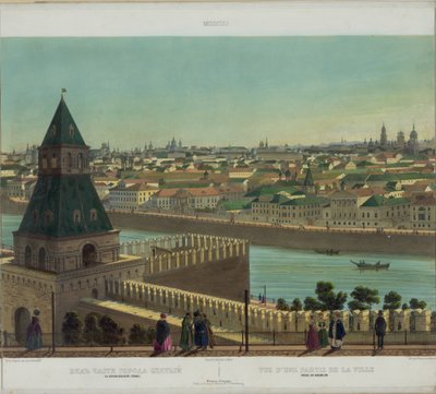Pohled na Zamoskvorechye od kremelské zdi z panoramatického pohledu na Moskvu v 10 částech, cca 1848 od Philippe Benoist