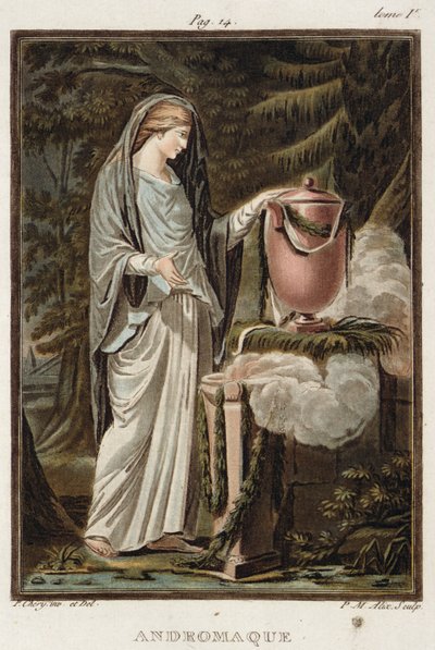 Andromache, kostým pro „Andromache“ od Jeana Racina, ze svazku I „Výzkum kostýmů a divadla všech národů“, vyryl Pierre Michel Alix (1762-1817) 1802 od Philippe Chery