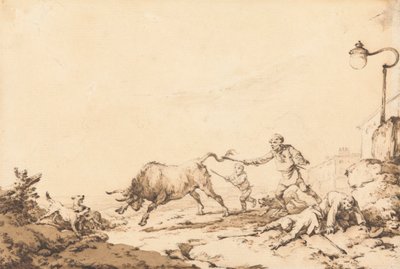 Nabíjení býka od Philippe-Jacques de Loutherbourg