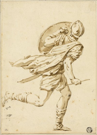 Běžící římský válečník, pohled zezadu od Philippe Louis Parizeau