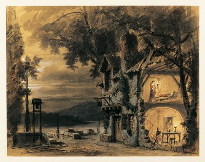Francie, Paříž, Scénografie pro akt IV Rigoletta od Giuseppe Verdiho od Philippe Marie Chaperon