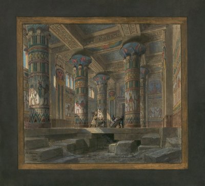 Scénografie Philippa Chaperona pro operu Aida od Giuseppe Verdiho (1813-1901): chrám Isis od Philippe Marie Chaperon