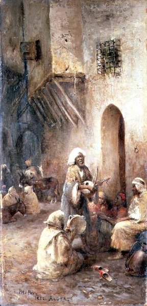 Arabští hudebníci ve vesnické ulici od Philippe Pavy