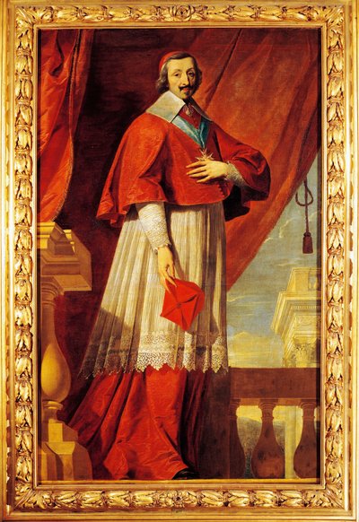 Francie, Fontaine Chaalis, Portrét francouzského státníka a duchovního, kardinála Richelieu (1585-1642) od Philippe de (school of) Champaigne