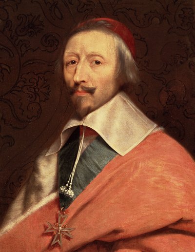 Portrét Armanda Jean du Plessis, kardinála de Richelieu, detail (olej na plátně od Philippe de (studio of) Champaigne