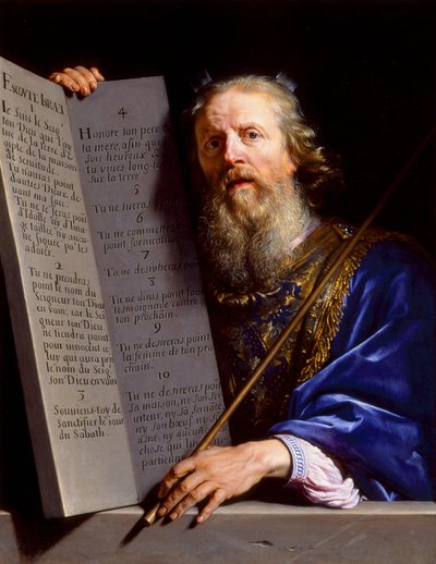 Mojžíš předává desky zákona od Philippe de Champaigne