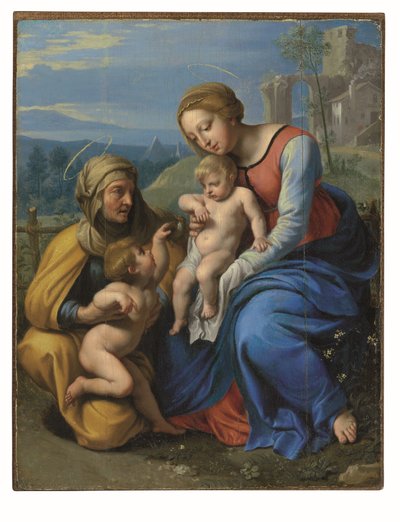 Svatá rodina s vrabcem (olej a zlato na desce položené na palubě) od Philippe de Champaigne