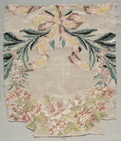 Hedvábný fragment, část panelu s názvem "Le panier fleuri" od Philippe de Lasalle