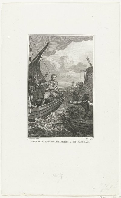 Příjezd cara Petra Velikého do Zaandamu, 1697, c. 1829 od Philippus Velijn