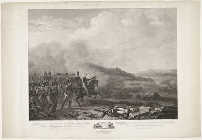 Princ Oranžský v čele nizozemských vojsk v bitvě u Quatre-Bras, 1815 Jeho královská Výsost William, George, Frederik, Lodewijk korunní princ Nizozemského království v čele nizozemské proti francouzské armádě od Quatre-B od Philippus Velijn