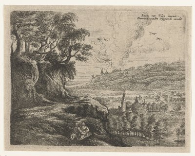 Krajina s mužem, ženou a dítětem Osm krajin po Lucas van Uden (název série) od Philips Augustijn Immenraet