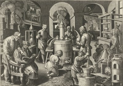 Destilace Nové vynálezy a objevy (název série) Nova Reperta (název seriálu) od Philips Galle (attributed to workshop of)