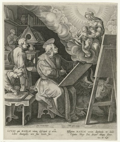 Svatý Lukáš maluje Marii s dítětem od Philips Galle (attributed to workshop of)
