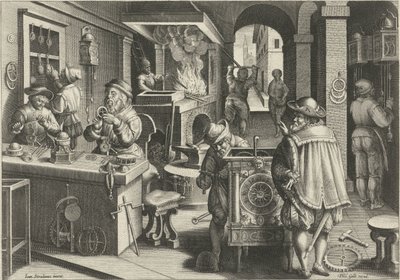 Hodináři Nové vynálezy a objevy (název série) Nova Reperta (název seriálu) od Philips Galle (attributed to workshop of)