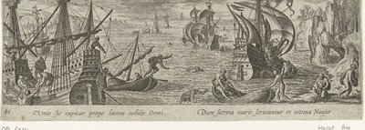 Oestervangst Jacht en visvangst (název série) Lov, rybolov a typy lovu (název série) od Philips Galle (attributed to workshop of)
