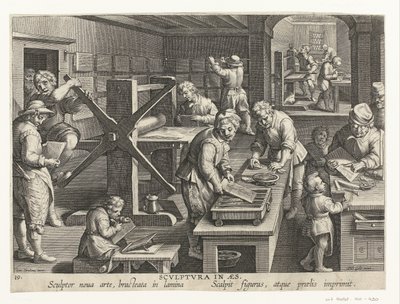 Výroba mědirytin Scvlptvra v aes (název na objektu) Nové vynálezy a objevy (název série) Nova Reperta (název seriálu) od Philips Galle (attributed to workshop of)