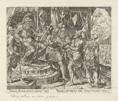 Achior pro Holoferna Historie Judit a Holofernes (název série) od Philips Galle