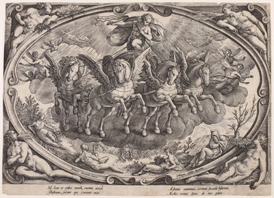 Apollón (Sol) se slunečním vozem (Čtyři roční období se sluncem, titulní list) od Philips Galle