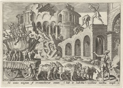 Chaldejci vyplenili jeruzalémský chrám The Days of Doom of the Jewish People (název série) od Philips Galle