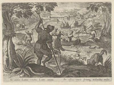 Jacht op vydry Jachttaferelen (název série) Ve kterém každý druh lovu, drůbeže a rybaření (název série) od Philips Galle