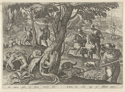 Jacht op wilde katten Jachttaferelen (název série) Ve kterém každý druh lovu, drůbeže a rybaření (název série) od Philips Galle