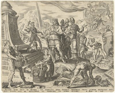 Král Josiáš nechal znesvětit obětní místo v Bételu Historie krále Josiaha (název série) od Philips Galle