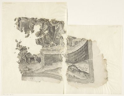 Pravý dolní roh otisku scény od Cebes Tabula Cebetis Carta Vitae (původní název) od Philips Galle