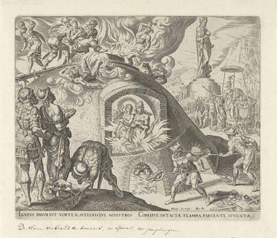 Shadrach, Meshach a Abednego jsou hozeni do ohně Historie Shadracha, Meshacha a Abednega (název série) od Philips Galle