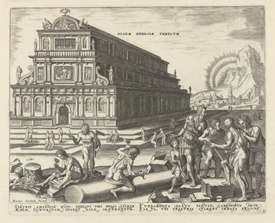 Dianin chrám v Efezu Dianae Ephesie templvm (název na objektu) Osm divů světa (název série) od Philips Galle