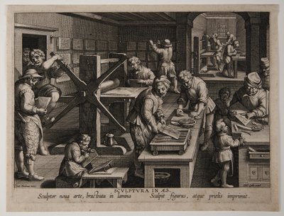 Vynález mědirytu, asi 1591 (rytina) od Philips Galle