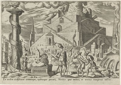 Babylonská věž The Days of Doom of the Jewish People (název série) od Philips Galle