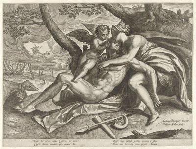 Venuše truchlí nad Adonisovou smrtí Příběh Adonise (název série) od Philips Galle