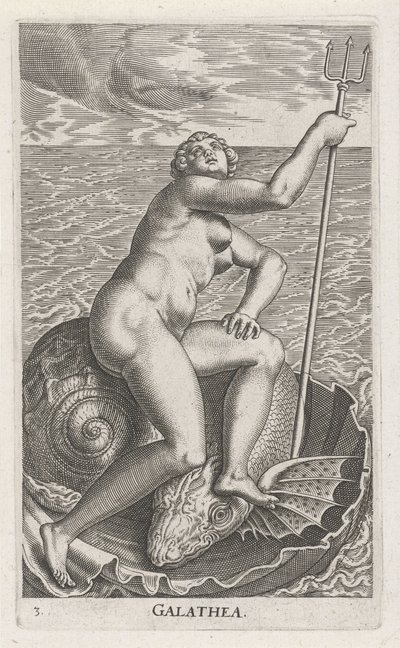 Waternimf Galatea Galatia (název na objektu) Stroom – vodní nymfa (název série) Nympharum oceanitidum, Ephydridum potamidum naiadum (název série) od Philips Galle