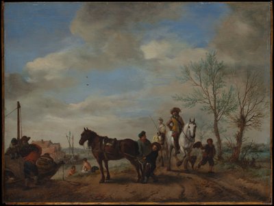 Muž a žena na koni od Philips Wouwerman