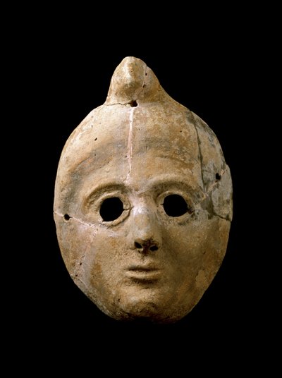 Fénické umění: terakotová ženská maska. Z Puerta de la Tierra. 4. – 3. století před naším letopočtem. Cadiz Museo de Cadiz Španělsko od Phoenician