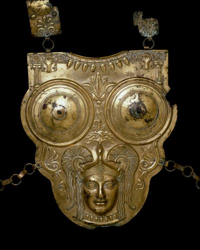 Fénická civilizace: zlatá bronzová bitevní loď Ksour-esSef (Ksour es Saf, Ksour Essef nebo Ksour Essaf). 3.-2. století před naším letopočtem. Muzeum Tunis Bardo od Phoenician