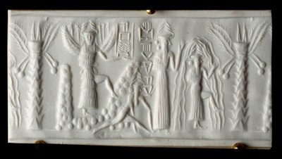 Fénická civilizace: vodní bůh říká pečeť „“Zrození jara““. 2200 před naším letopočtem. Od Tella. Pařížské muzeum Louvre od Phoenician Phoenician