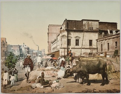 Indie. Kalkata. Harrison Road I se skupinou Jogees, po fotografii Dr. Kurt Boeck od Photoglob Co. (Zurich, active c. 1890 1910)