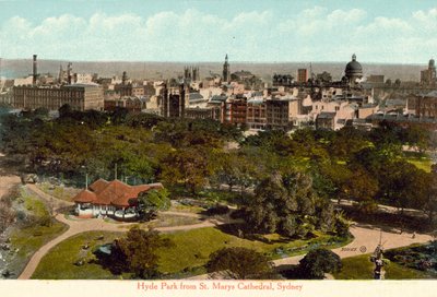 Hyde Park z katedrály St Marys, Sydney (barevná fotografie) od Photographer Australian