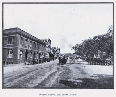 Produce Markets, Roma Street, Brisbane (č/b foto) od Photographer Australian