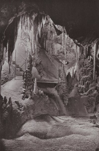Scéna ve slavných jeskyních Jenolan, Nový Jižní Wales (černobílá fotografie) od Photographer Australian